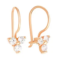 Сережки-петлі з червоного золота з фіанітами - 965984