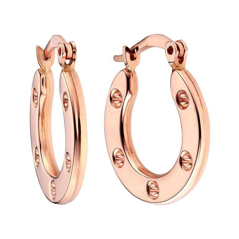 Сережки-кольца из красного золота "Love". Артикул 105759: цена, отзывы, фото – купить в интернет-магазине AURUM