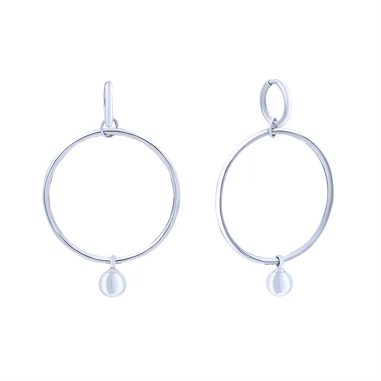Срібні сережки-кільця з підвісами Кулі. Артикул 7502/500571-СР: ціна, відгуки, фото – купити в інтернет-магазині AURUM