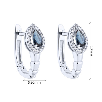 Серьги из белого золота с сапфиром и бриллиантами - 2138055