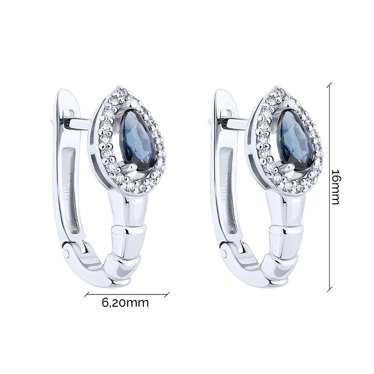 Серьги из белого золота с сапфиром и бриллиантами - 2138055