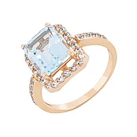 Кольцо в красном золоте с топазом и фианитами - 2036929