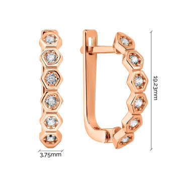 Серьги из красного золота с фианитами - 1504798