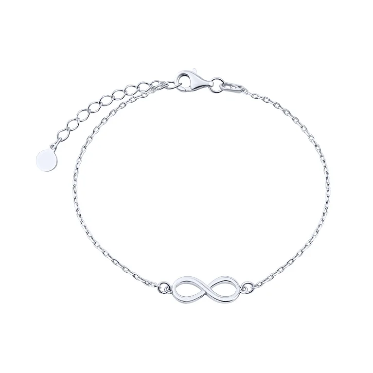 Срібний браслет "Нескінченність" у плетінні якір - 2153381
