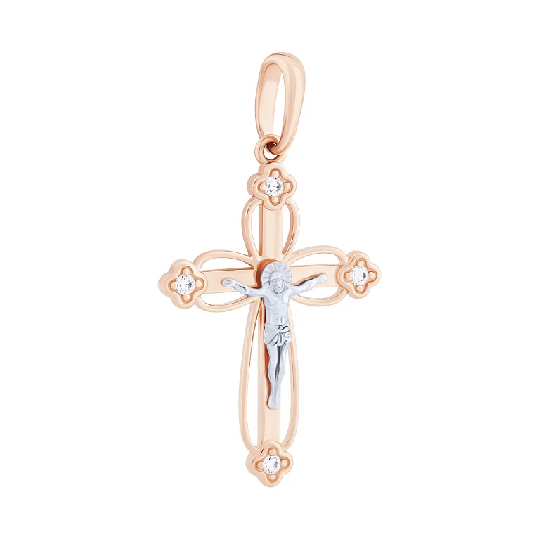 Крестик из комбинированого золота с финитами - 2133590
