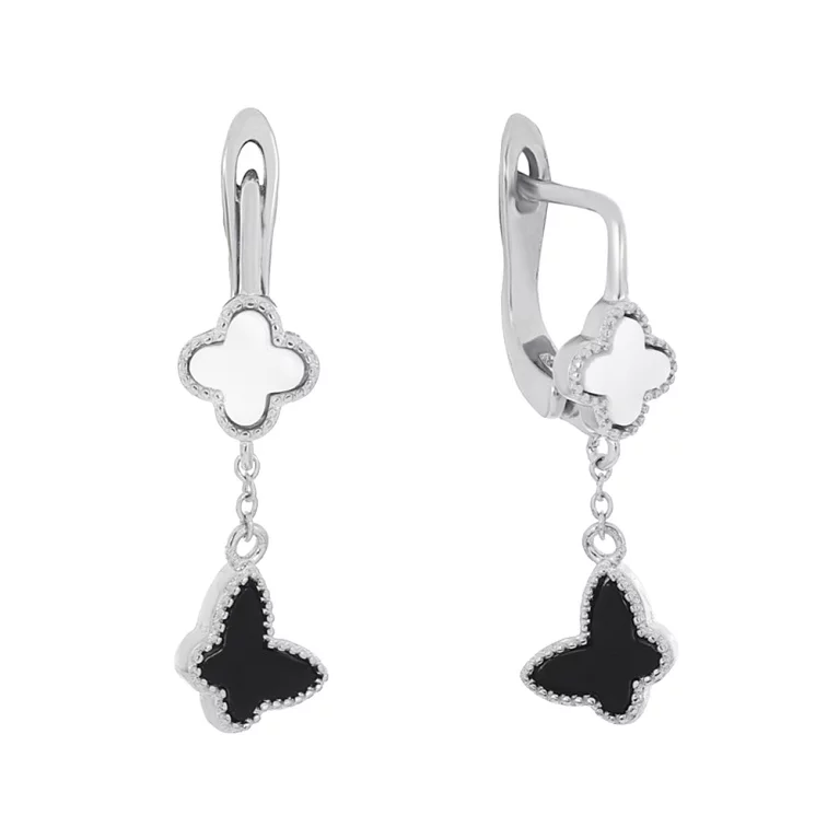 Срібні сережки з підвісками Метелики і Конюшина. Артикул 7502/СК2ПО/192: ціна, відгуки, фото – купити в інтернет-магазині AURUM