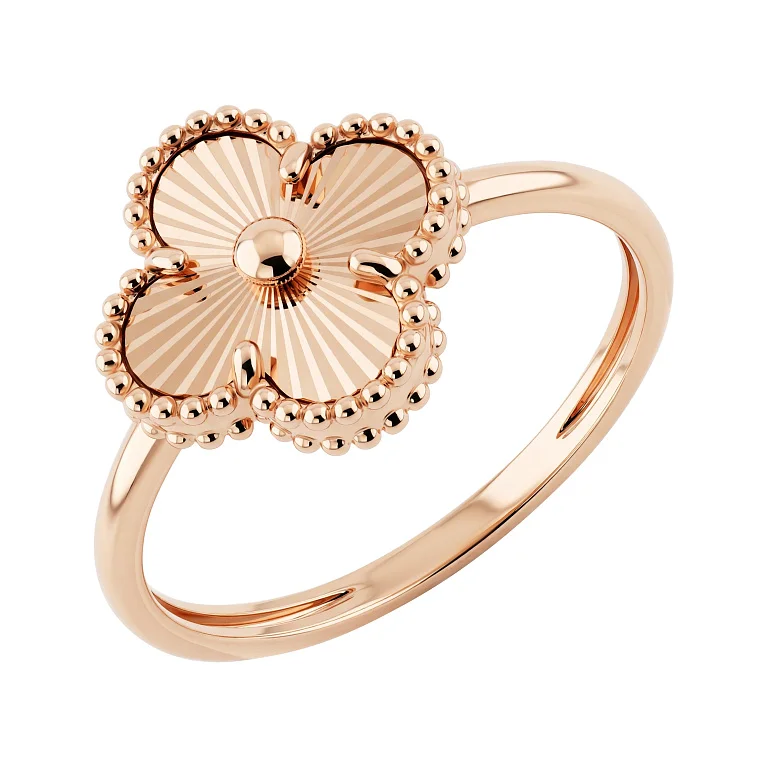 Каблучка "Конюшина" з червоного золота  - 2214200