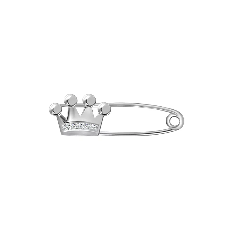 Булавка из серебра "Корона" с фианитом. Артикул 7511/Бр2Ф/015: цена, отзывы, фото – купить в интернет-магазине AURUM