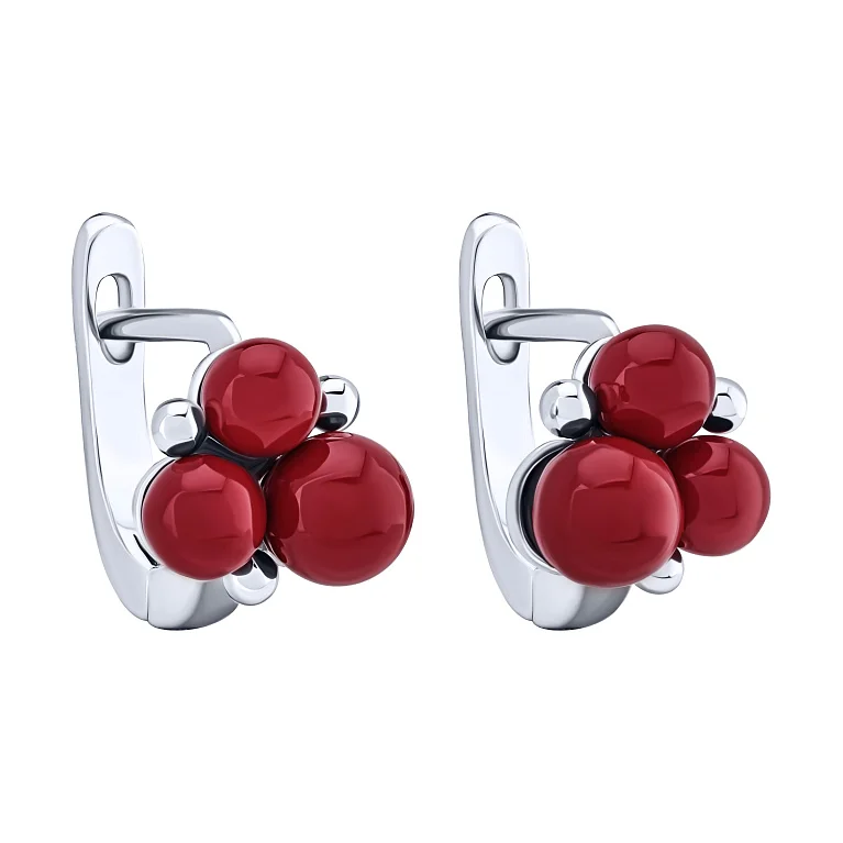 Сережки срібні з коралами - 1665871