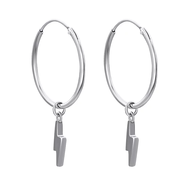 Сережки-кільця зі срібла з підвісами. Артикул 7502/2073796: ціна, відгуки, фото – купити в інтернет-магазині AURUM
