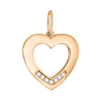 Подвес из красного золота "Сердечко" с фианитами - 1519980