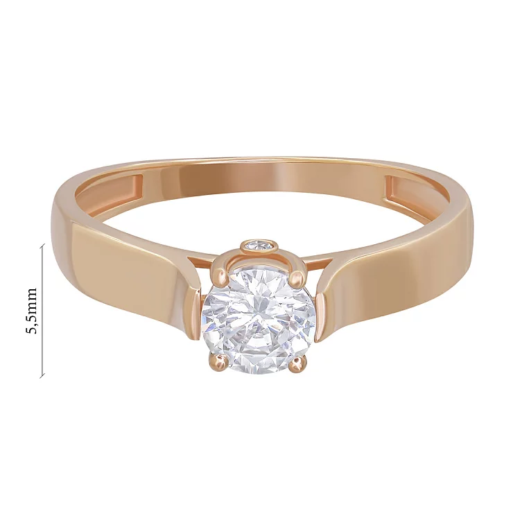 Кольцо для помолвки из красного золота с фианитом. Артикул 113141: цена, отзывы, фото – купить в интернет-магазине AURUM