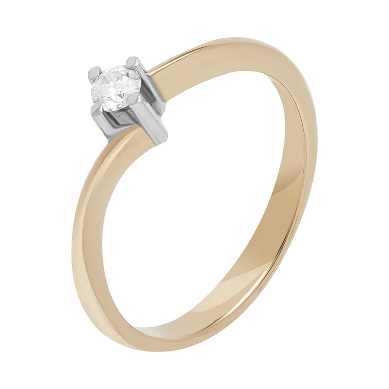 Кольцо для помолвки из комбинированного золота с бриллиантом. Артикул 52417/3: цена, отзывы, фото – купить в интернет-магазине AURUM