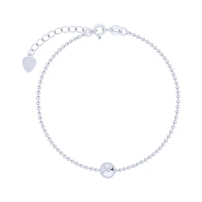 Серебряный браслет "Шарик" в плетении гольф - 2147076