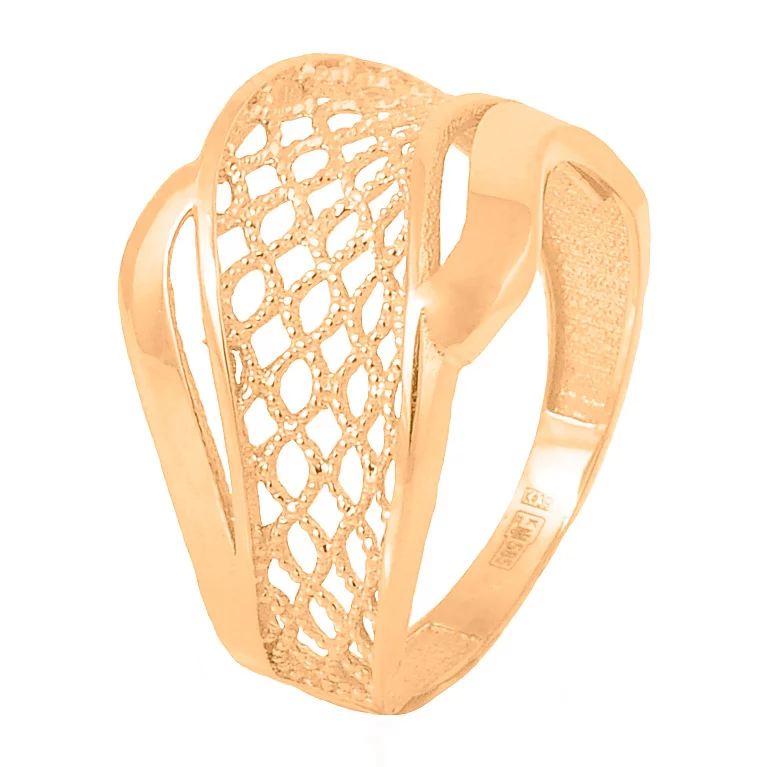 Кольцо из красного золота с сетчатым плетением. Артикул VT-151: цена, отзывы, фото – купить в интернет-магазине AURUM