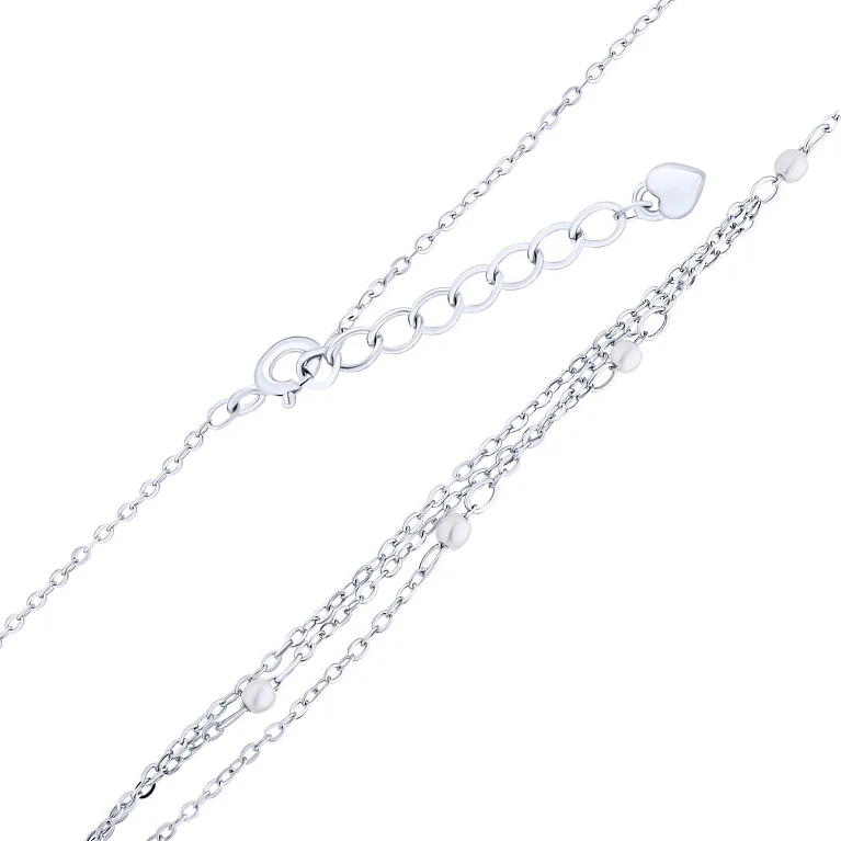 Потрійне срібне кольє з перлинами плетіння якір - 2179767