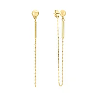 Сережки-гвоздики в жовтому золоті з підвісами "Паличка" - 1589625