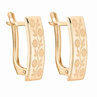 Серьги из красного золота "Вышиванка" с орнаментом - 1775928