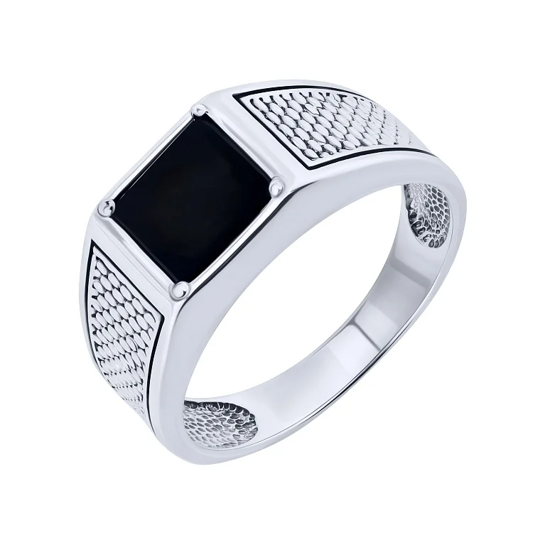 Перстень-печатка из серебра с ониксом и с чернением - 2127959 Перстень-печатка из серебра с ониксом и с чернением - 2127959