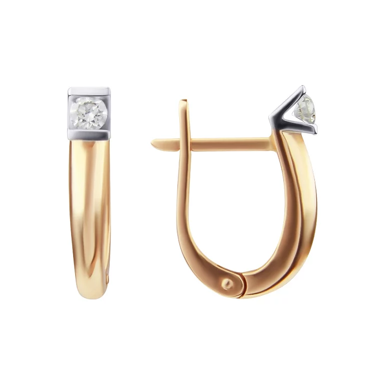 Золоті сережки з діамантом. Артикул С2428: ціна, відгуки, фото – купити в інтернет-магазині AURUM