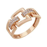 Кольцо из красного золота с фианитами - 1745098