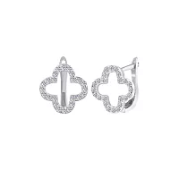 Серебряные серьги с цирконием Клевер. Артикул 7502/СК2Ф/1011: цена, отзывы, фото – купить в интернет-магазине AURUM
