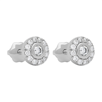 Сережки-гвоздики с бриллиантами из белого золота - 1738520