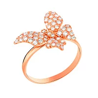 Золотое кольцо с цирконием Бабочка. Артикул 140319: цена, отзывы, фото – купить в интернет-магазине AURUM