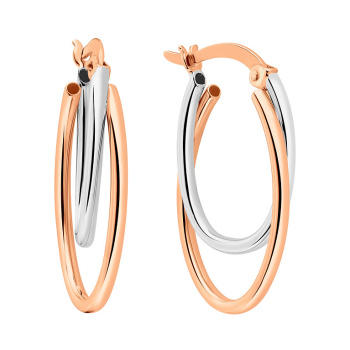 Сережки-кольца из комбинированного золота - 1095095