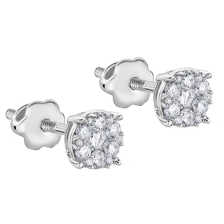 Сережки-гвоздики золоті з діамантами. Артикул С341322030б: ціна, відгуки, фото – купити в інтернет-магазині AURUM