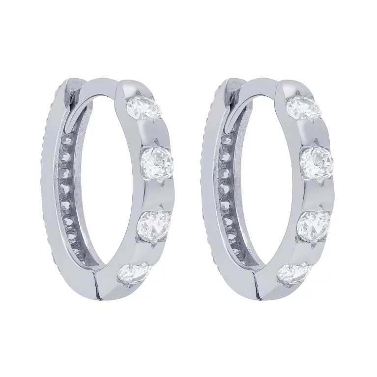 Серебряные серьги-кольца с фианитами. Артикул 7502/2422R: цена, отзывы, фото – купить в интернет-магазине AURUM