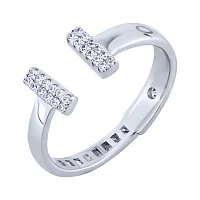 Серебряное незамкнутое кольцо с фианитами - 2091071