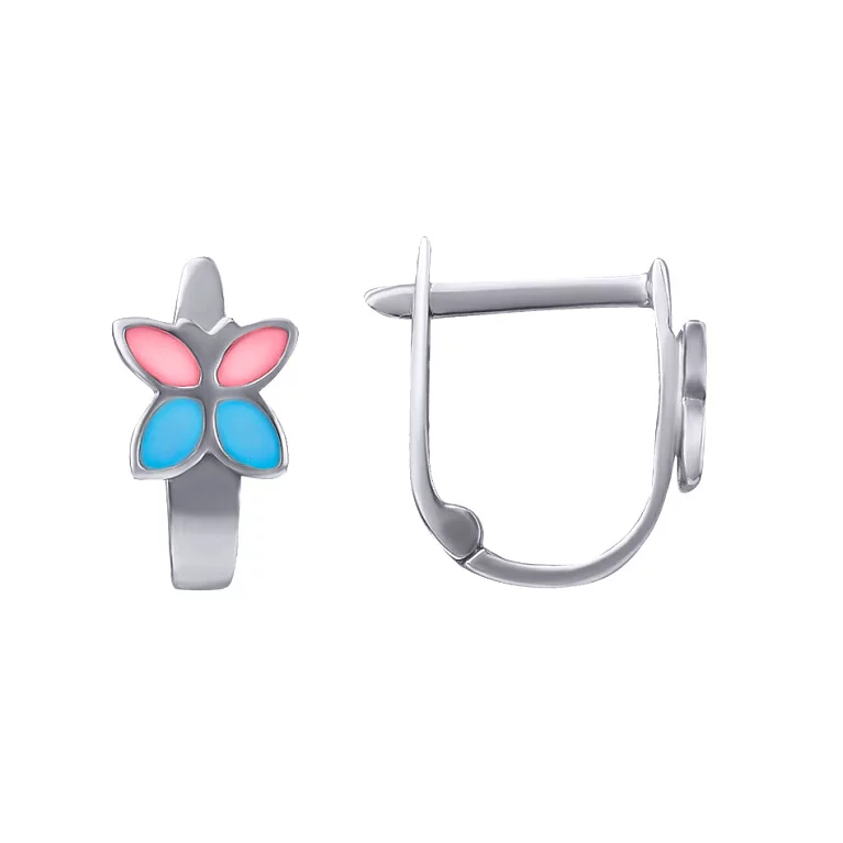Срібні сережки з емаллю "Метелик". Артикул 20123р: ціна, відгуки, фото – купити в інтернет-магазині AURUM