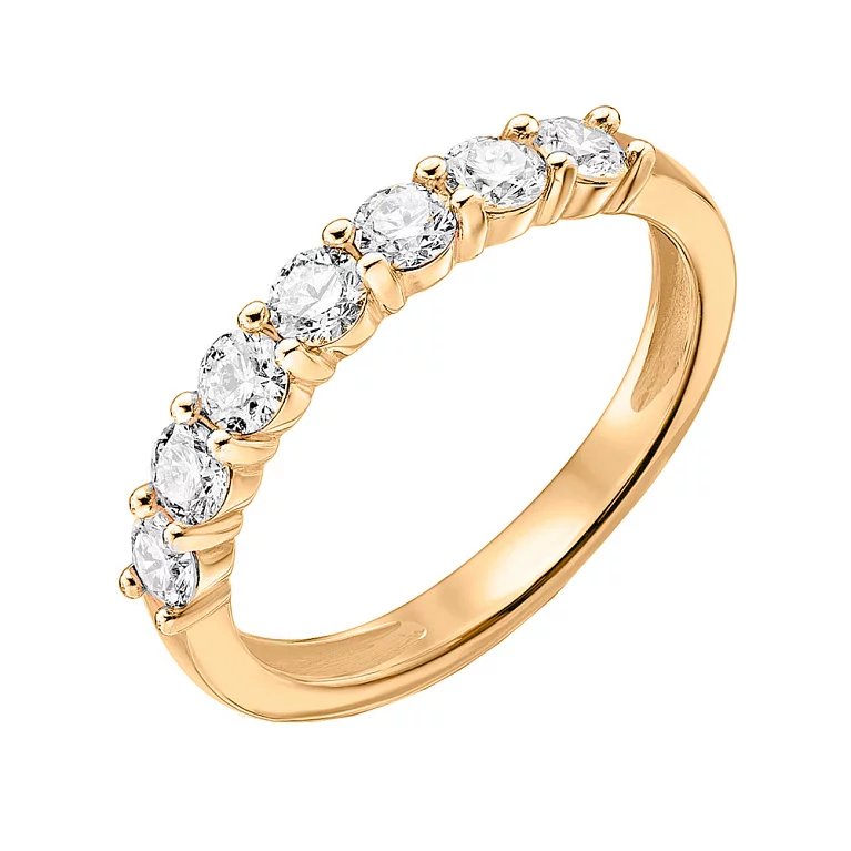 Золота каблучка з доріжкою діамантів. Артикул 1108237201: ціна, відгуки, фото – купити в інтернет-магазині AURUM