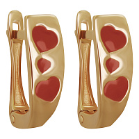 Сережки детские золотые с красной эмалью Сердечки. Артикул С0591: цена, отзывы, фото – купить в интернет-магазине AURUM