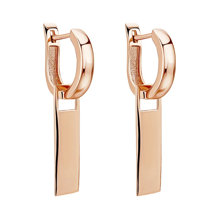 Сережки-кільця з червоного золота з підвісом - 2012514