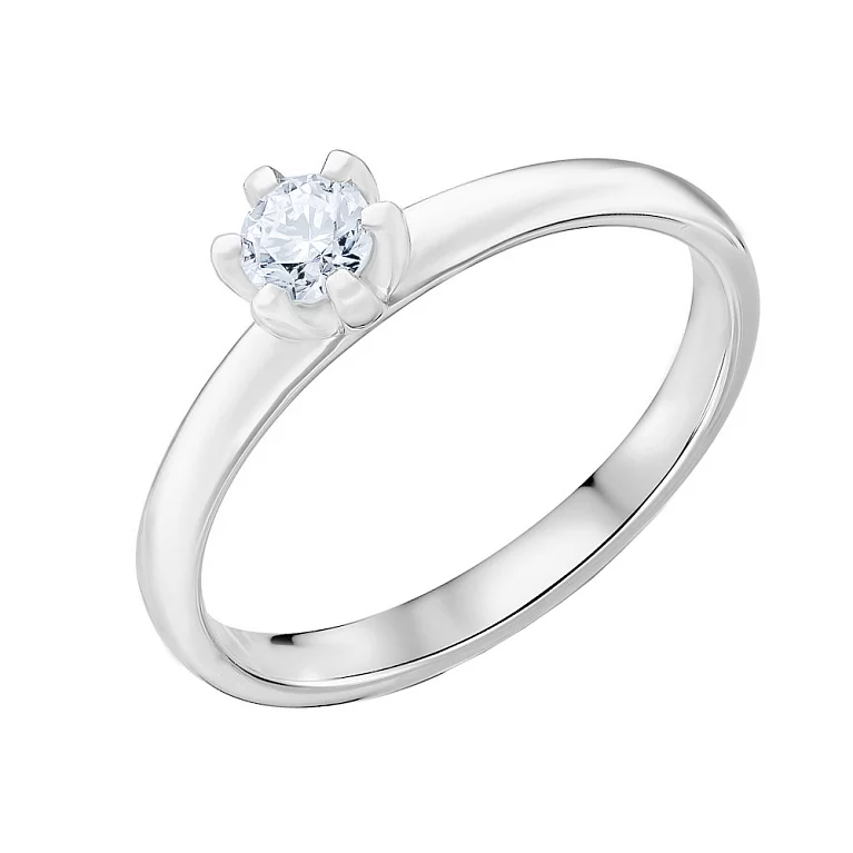 Каблучка для заручин у білому золоті з діамантом. Артикул К341336020б: ціна, відгуки, фото – купити в інтернет-магазині AURUM
