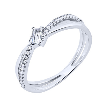 Серебряное двойное кольцо с фианитами - 2076769