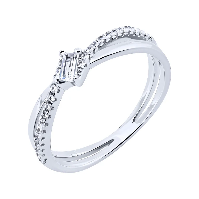 Серебряное двойное кольцо с фианитами - 2076769 Серебряное двойное кольцо с фианитами - 2076769