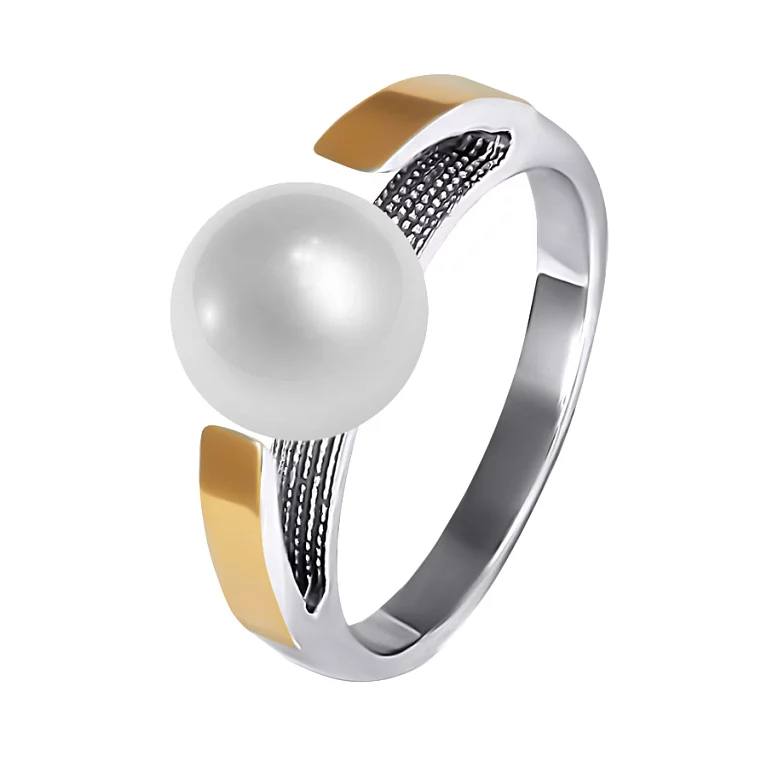 Кольцо с жемчугом из серебра с позолотой. Артикул 7201/129: цена, отзывы, фото – купить в интернет-магазине AURUM