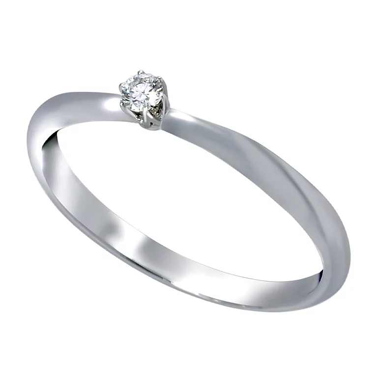 Каблучка для заручин з білого золота з діамантом. Артикул 1108780202: ціна, відгуки, фото – купити в інтернет-магазині AURUM