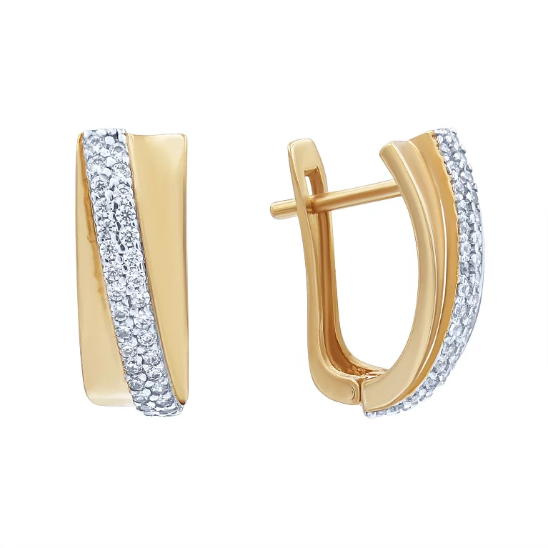 Золоті сережки з фіанітами. Артикул 2106265101: ціна, відгуки, фото – купити в інтернет-магазині AURUM
