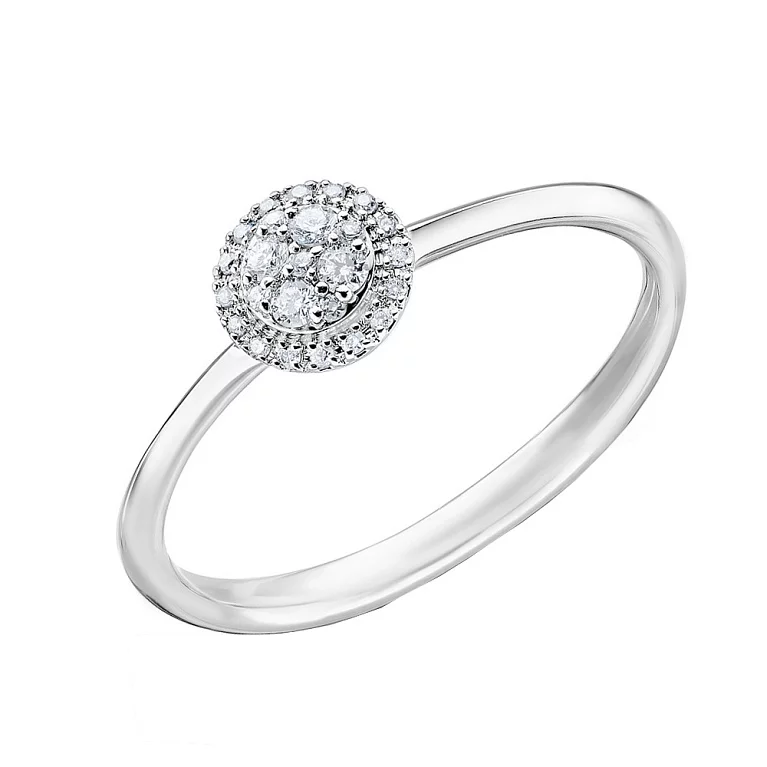 Золотое помолвочное кольцо с россыпью бриллиантов. Артикул К341335010б: цена, отзывы, фото – купить в интернет-магазине AURUM