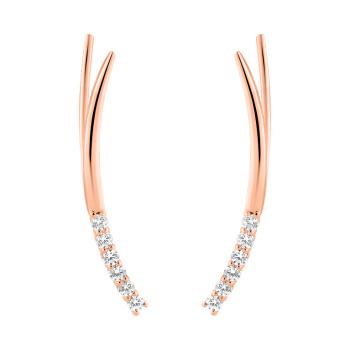 Сережки-клаймберы из красного золота с фианитами - 772119