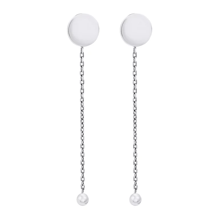 Срібні сережки-гвоздики з підвісками "Геометрія". Артикул 7518/СП475(2)с: ціна, відгуки, фото – купити в інтернет-магазині AURUM