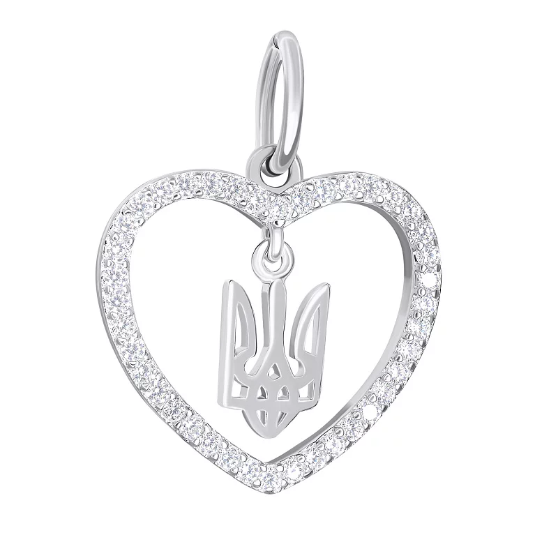 Подвеска тризуб-"Герб Украины" в сердце с фианитами из серебра. Артикул 7503/П2Ф/124: цена, отзывы, фото – купить в интернет-магазине AURUM