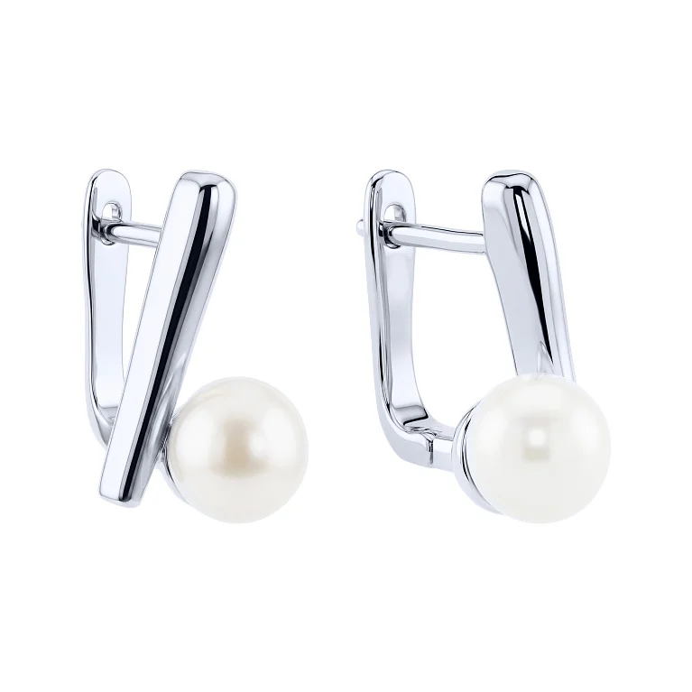 Серебряные серьги с перламутром  - 2227706