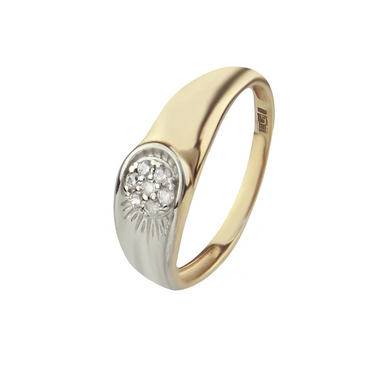 Кольцо из комбинированного золота с фианитом. Артикул 700680-Ррлк: цена, отзывы, фото – купить в интернет-магазине AURUM