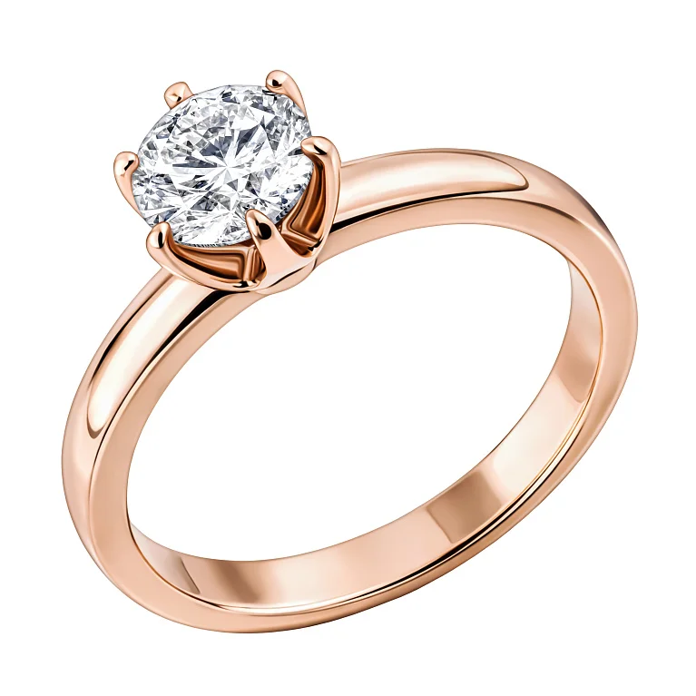 Каблучка з червоного золота з діамантом - 2218552