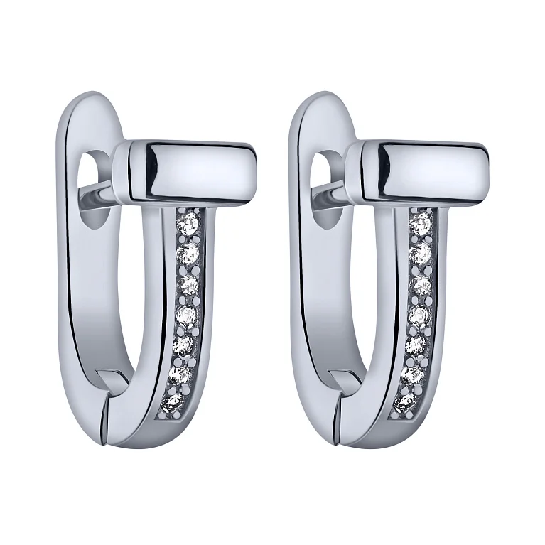 Сережки зі срібла з фіанітами  - 2205883